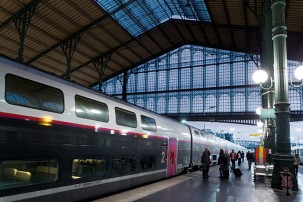 25 août 2014. Premier TGV duplex au départ de la gare du Nord .