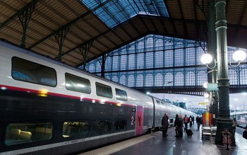 25 août 2014. Premier TGV duplex au départ de la gare du Nord .